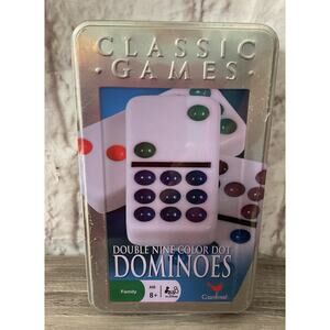 New 2007 Sealed New Tin Cardinal Dominoes Double Nine Color Dot
